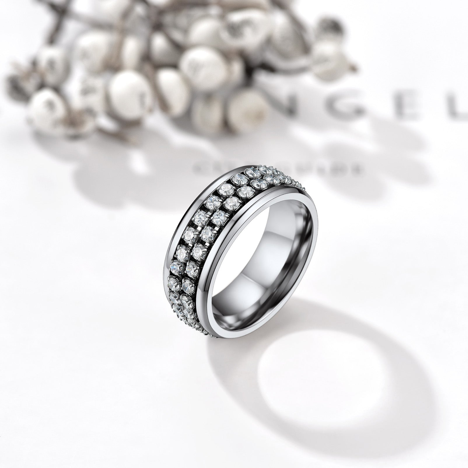 Cz Diamond Fidget Anxiety Band Ring for