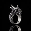 Devil Dragon Skull Sterling Silver Ring
