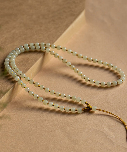 Simple Yellow Jade Apple Balls Tassel Graduated Bead Necklace