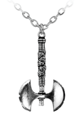 Double Axe Pendant Pewter With Barbarian Edge