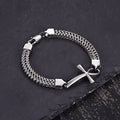 Double-row Chain Ankh Cross Stainless Steel Bracelet