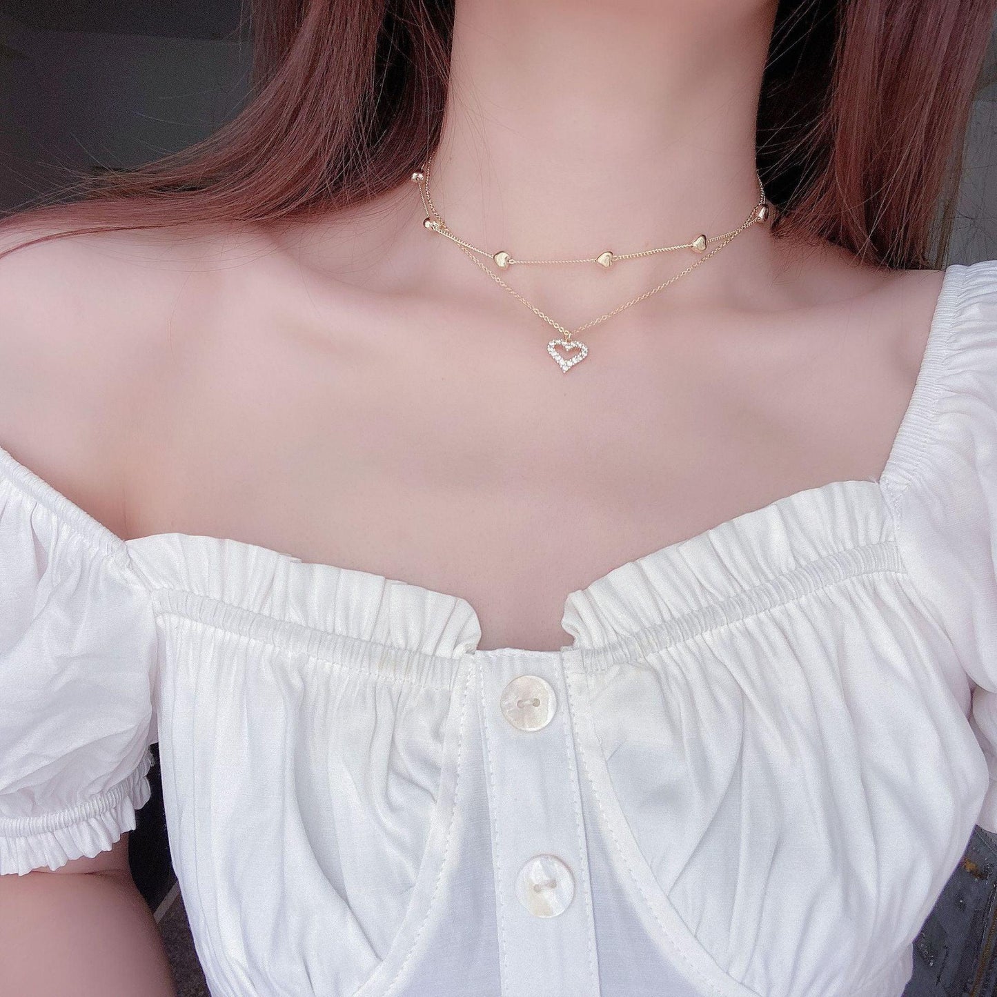 Double Strand Heart Necklace