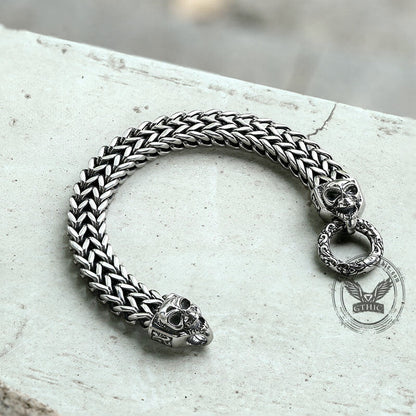 Double Ghost Head Buckle Stainless Steel Skull Bracelet