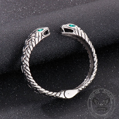 Double Headed Snake Stainless Steel Open Bracelet