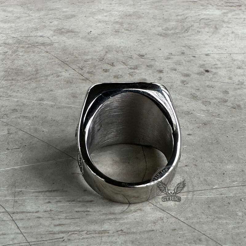 Grim Reaper Skull Stainless Steel Square Ring