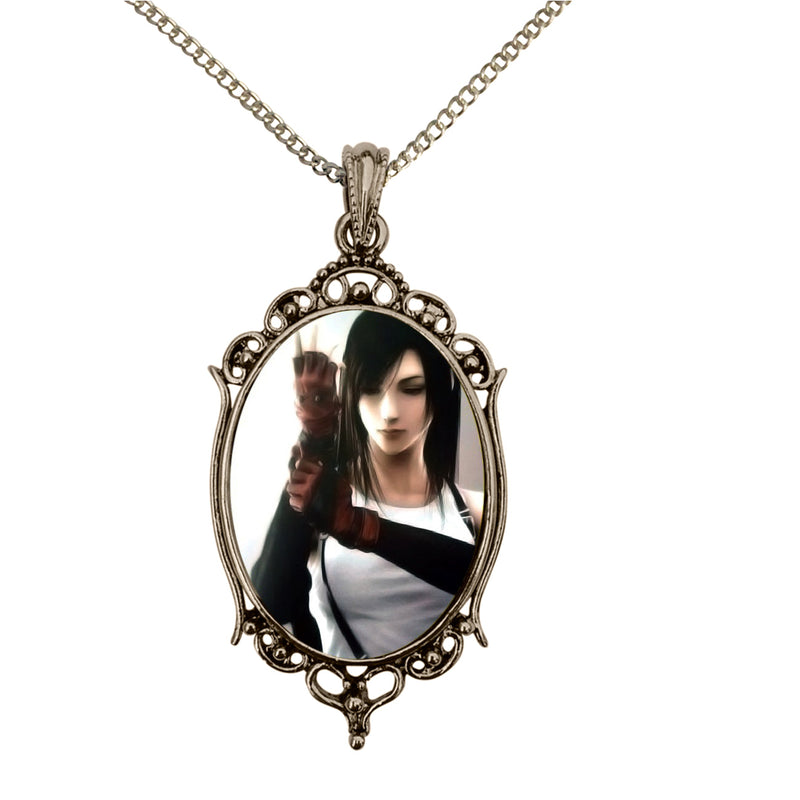 Tifa Lockhart Final Fantasy Vii Video Game Antique Silver Cameo Pendant Necklace