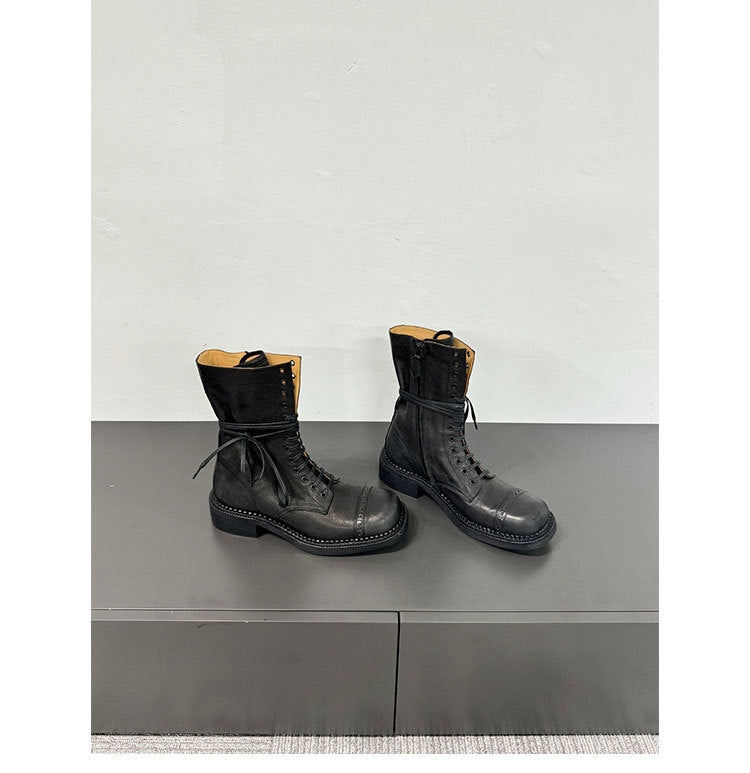 Buckle Below the Knee Retro Lace Boots