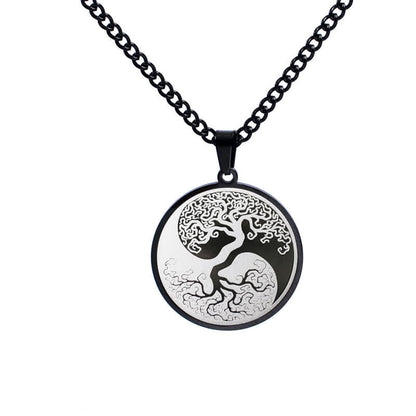 Buddha Stones the Tree of Life Titanium Steel Connection Necklace Pendant