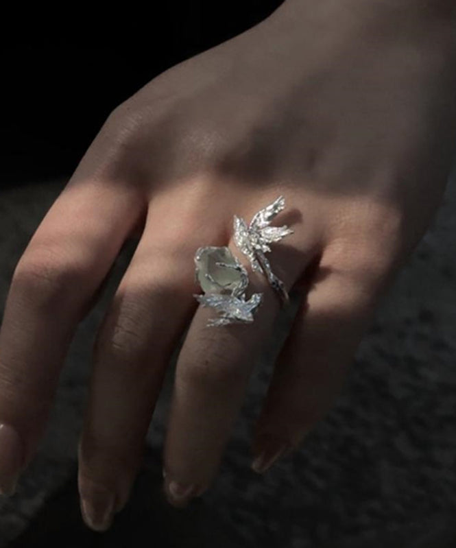 Silk Copper Gem Stone Little Bird Rings