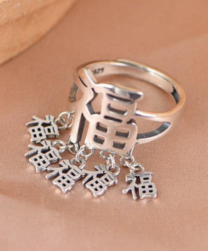 Silk Sterling Silver Fu Character Rings