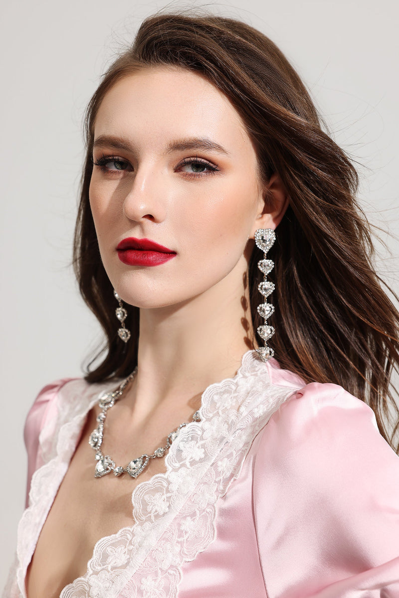 Designed Heart Shaped Necklace & Heart Shape Earrings Set