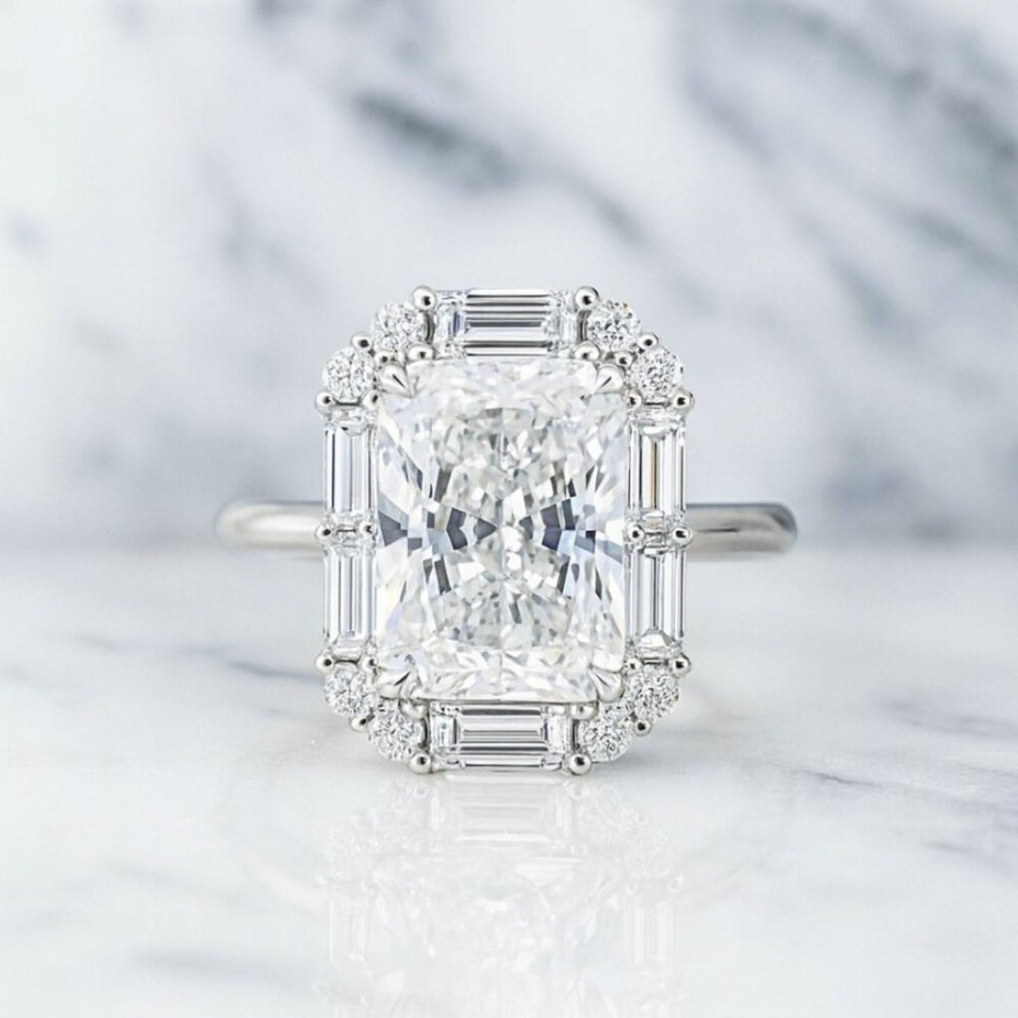 "jameson" Silver Lab Diamond Emerald Cut Ring