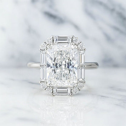 "jameson" Silver Lab Diamond Emerald Cut Ring