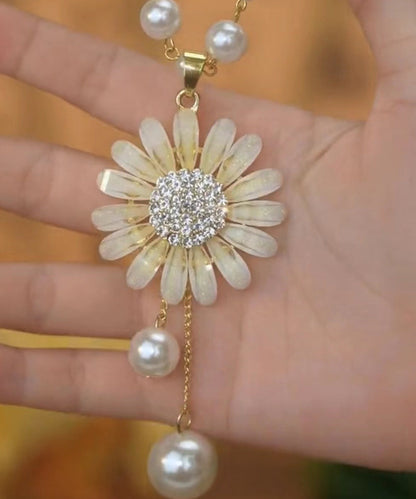 Fine Gold Alloy Zircon Tassel Pendant Necklace