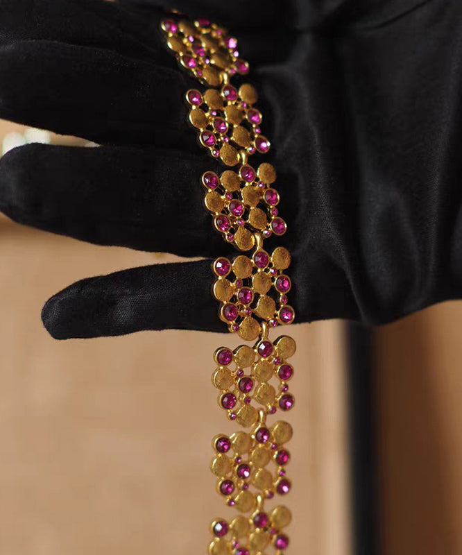 Colorblock Copper Overgild Gem Stone Gratuated Bead Necklace