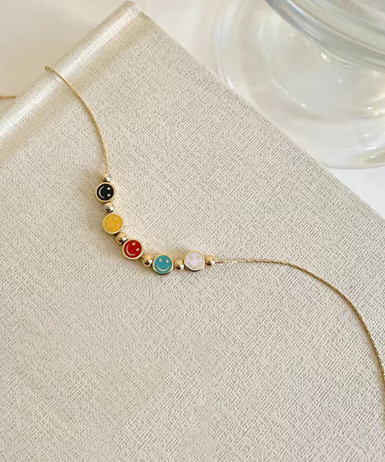 Gold Sterling Silver Overgild Smiling Face Ankle Bracelet