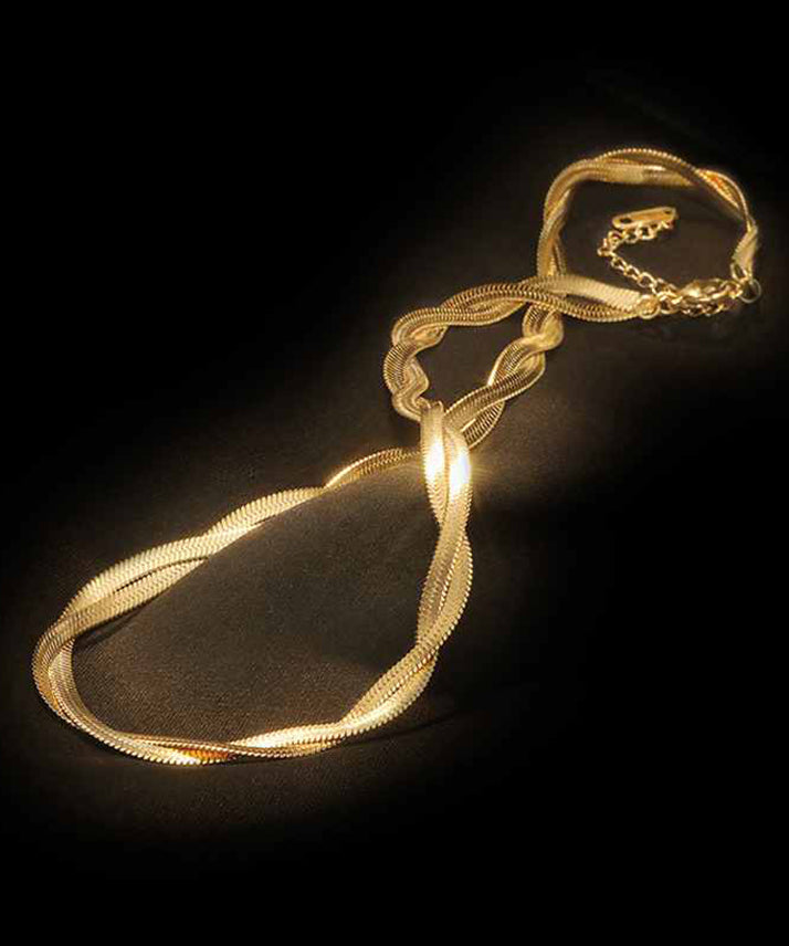 Gold Stainless Steel Alloy Double Layer Necklace