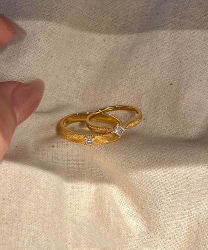 Stylish Gold Sterling Silver Overgild Zircon Wedding Rings