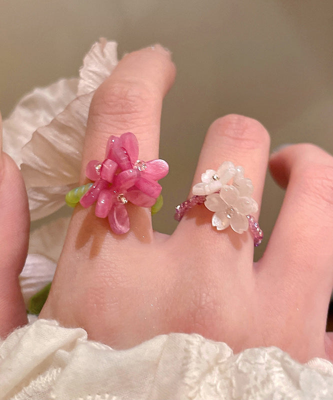 Handmade Colorblock Acrylic Beads Rings Two-piece Set