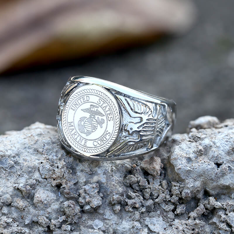 Eagle Globe Stainless Steel Marine Ring