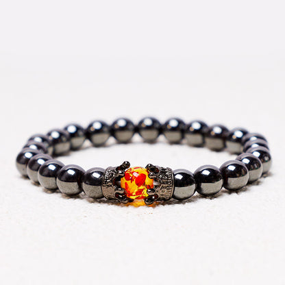 Buddha Stones Natural Stone King&queen Crown Healing Energy Beads Couple Bracelet