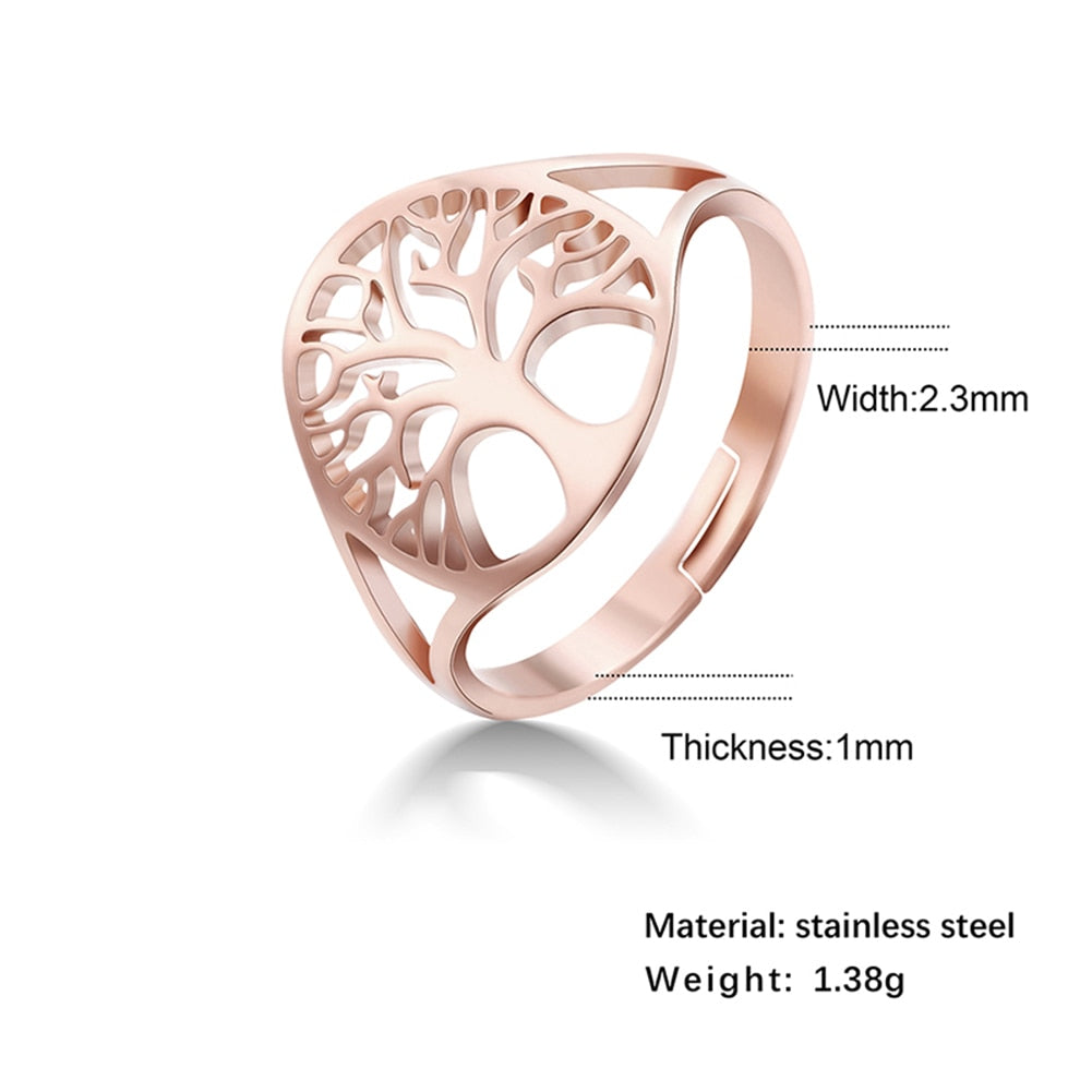 Intricate Tree of Life Steel Ring