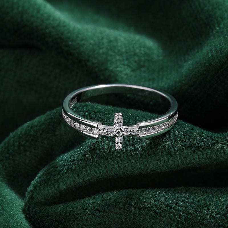 Cross With Zircon Stones Ring