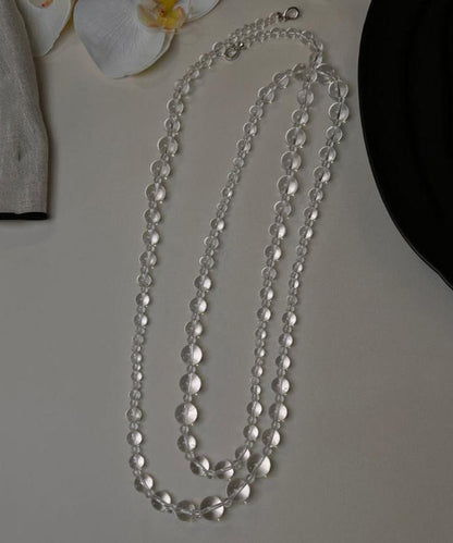 Transparent White Alloy Crystal Sweaters Beading Gratuated Bead Necklace