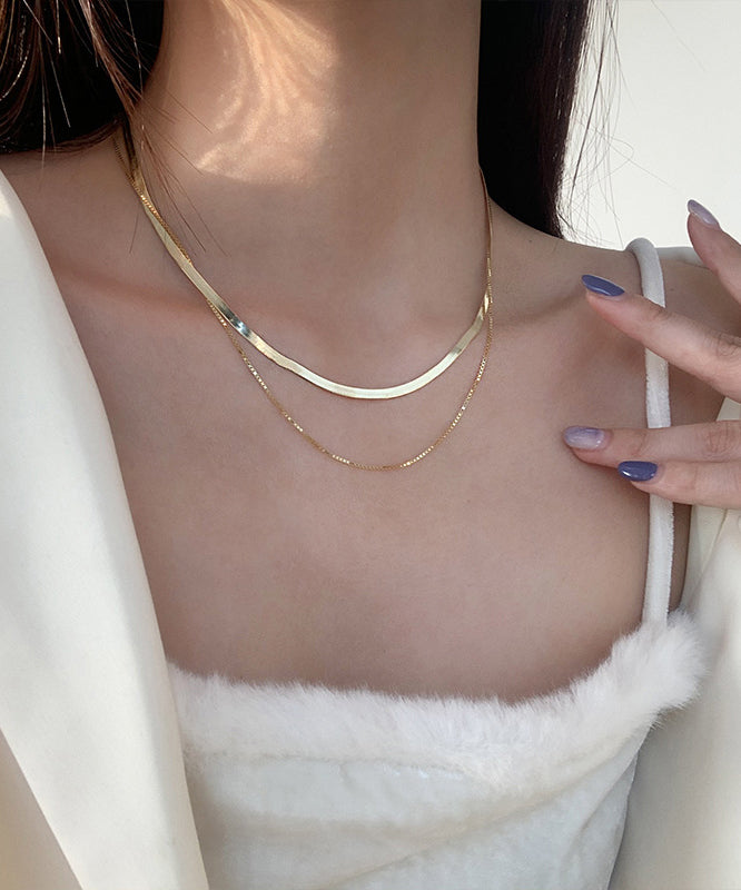 Gold Sterling Silver Overgild Bilayer Necklace