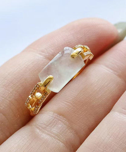 Modern Cyan 18k Gold Chalcedony Rings