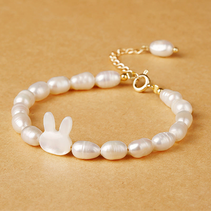 Buddha Stones Natural Pearl Rabbit Sincerity Bracelet