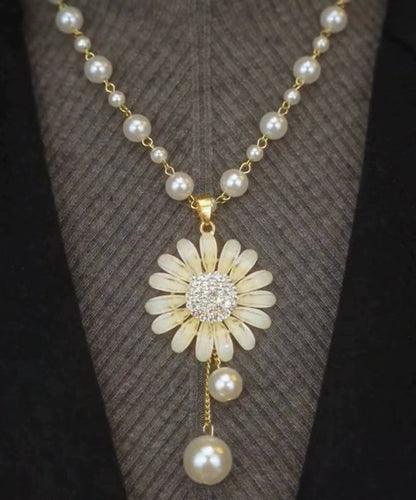 Fine Gold Alloy Zircon Tassel Pendant Necklace