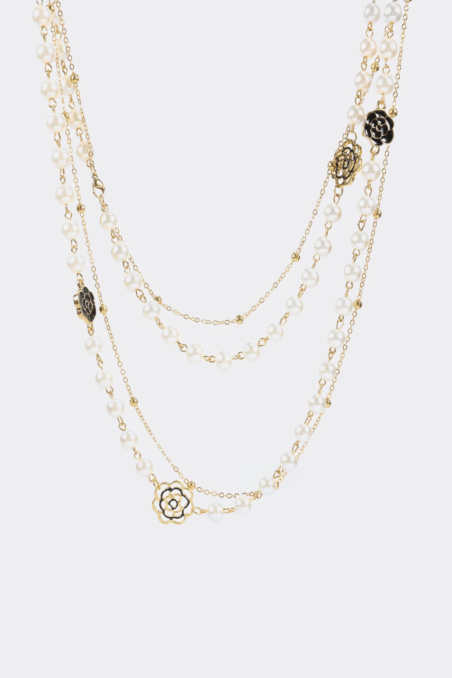 Faux Pearl Metal Long Necklace