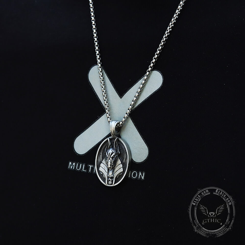 Egyptian God of Death Anubis Pure Tin Skull Necklace