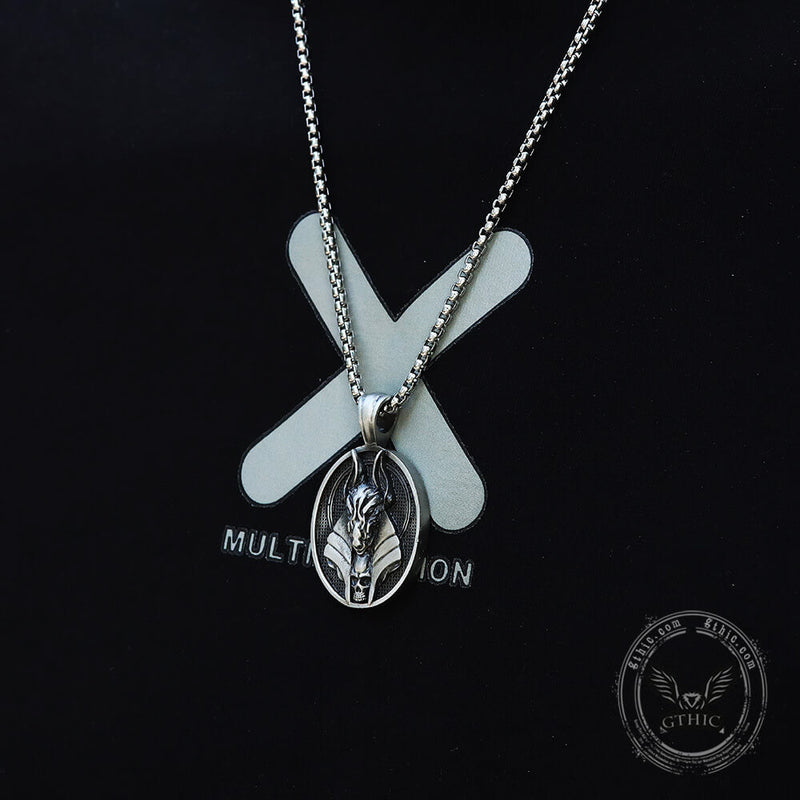 Egyptian God of Death Anubis Pure Tin Skull Necklace