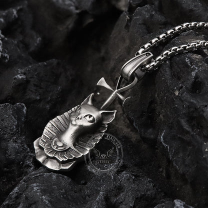Egyptian Pharaoh Cat Mafdet Pure Tin Necklace