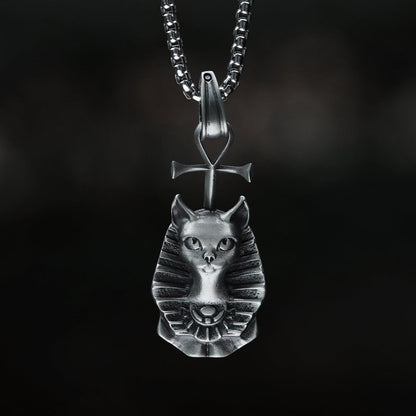 Egyptian Pharaoh Cat Mafdet Pure Tin Necklace