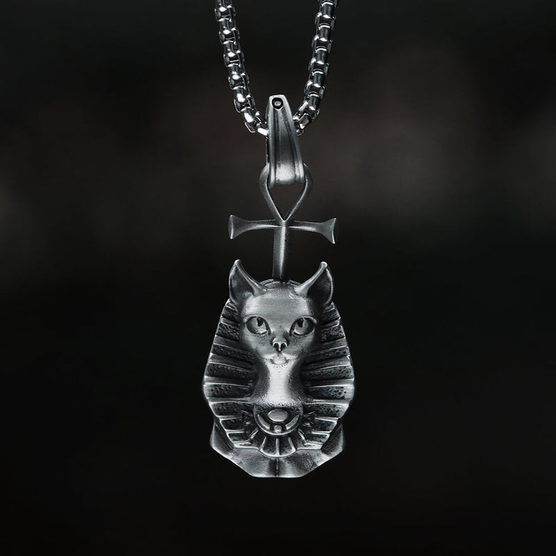 Egyptian Pharaoh Cat Mafdet Pure Tin Necklace
