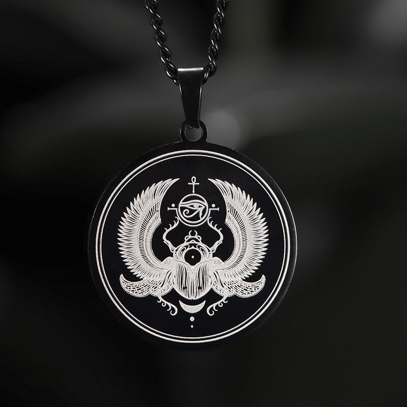 Egyptian Scarab Eye of Horus Stainless Steel Necklace