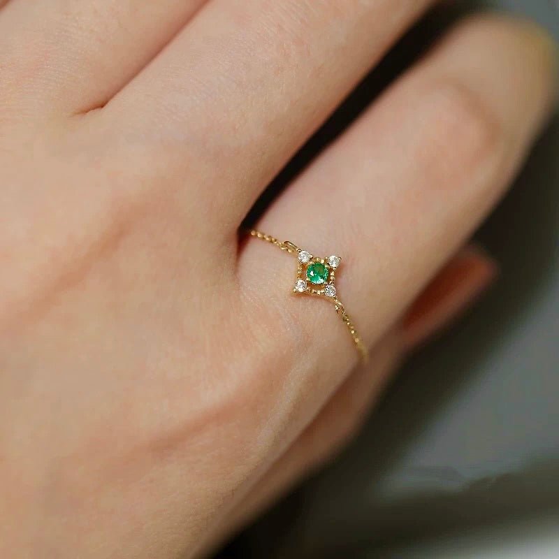 Emerald Chain Ring