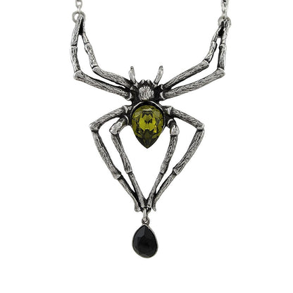 Emerald Venom Crystal Spider Necklace by Alchemy Gothic