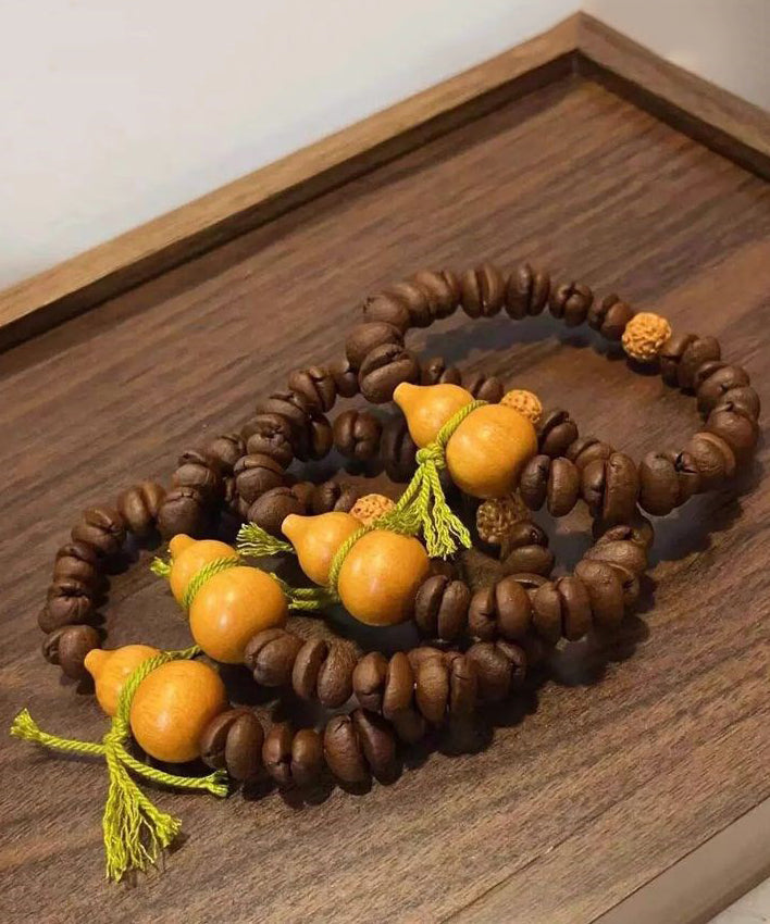 Coffee Weave Buddha Bead Gourd Chain Bracelet