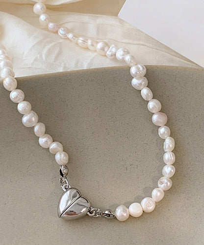 White Overgild Asymmetricar Love Pearl Pendant Necklace