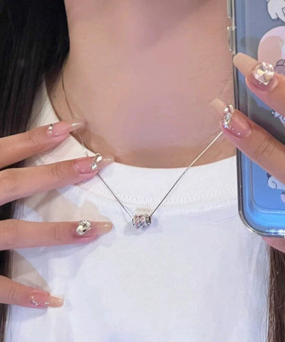 Pink Sterling Silver Zircon Princess Necklace