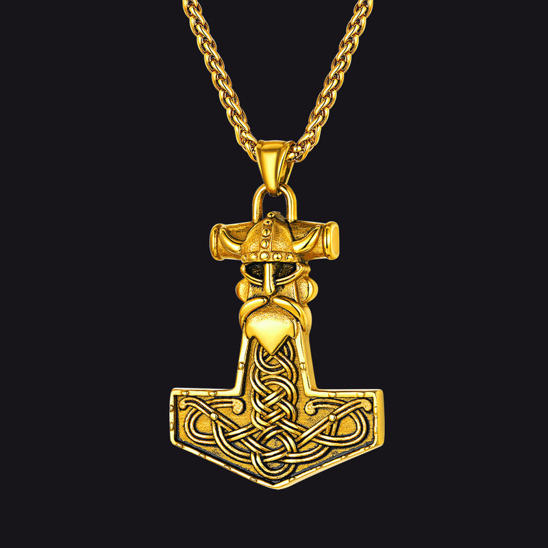 Viking Mjolnir Thor Hammer Necklace Odin Pendant for