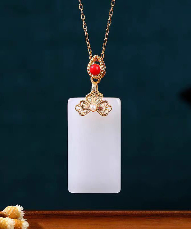 Diy White Copper Overgild Jade Enamel Butterfly Pendant Necklace