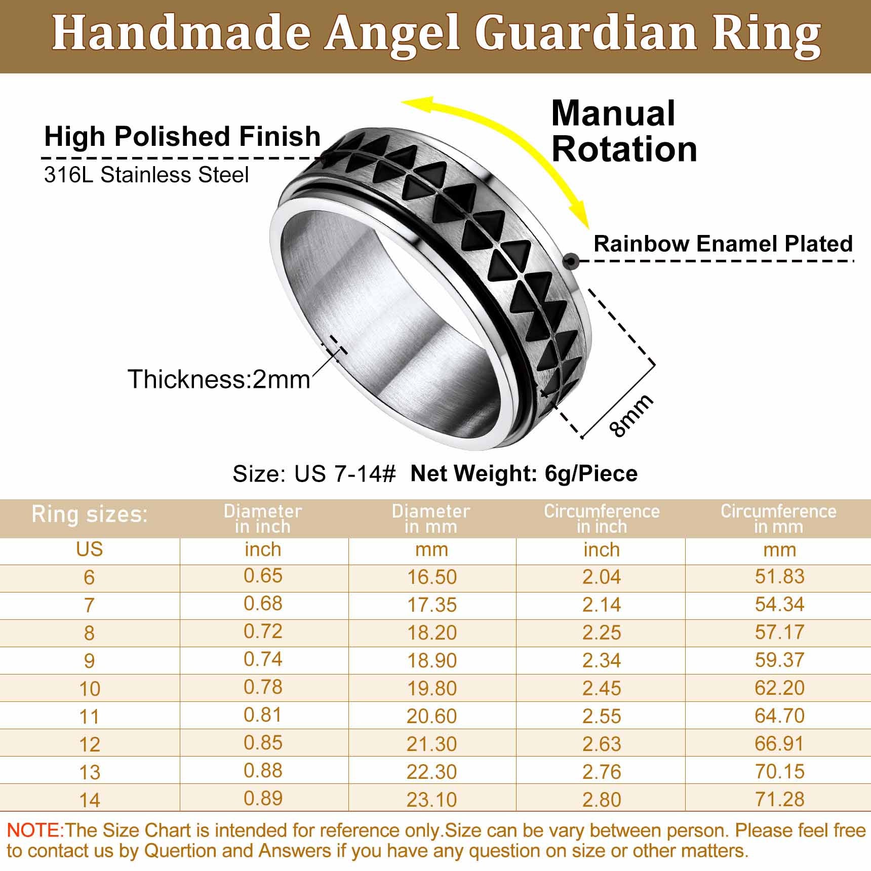 Faithheart Unique Triangle Anxiety Ring Stainless Steel