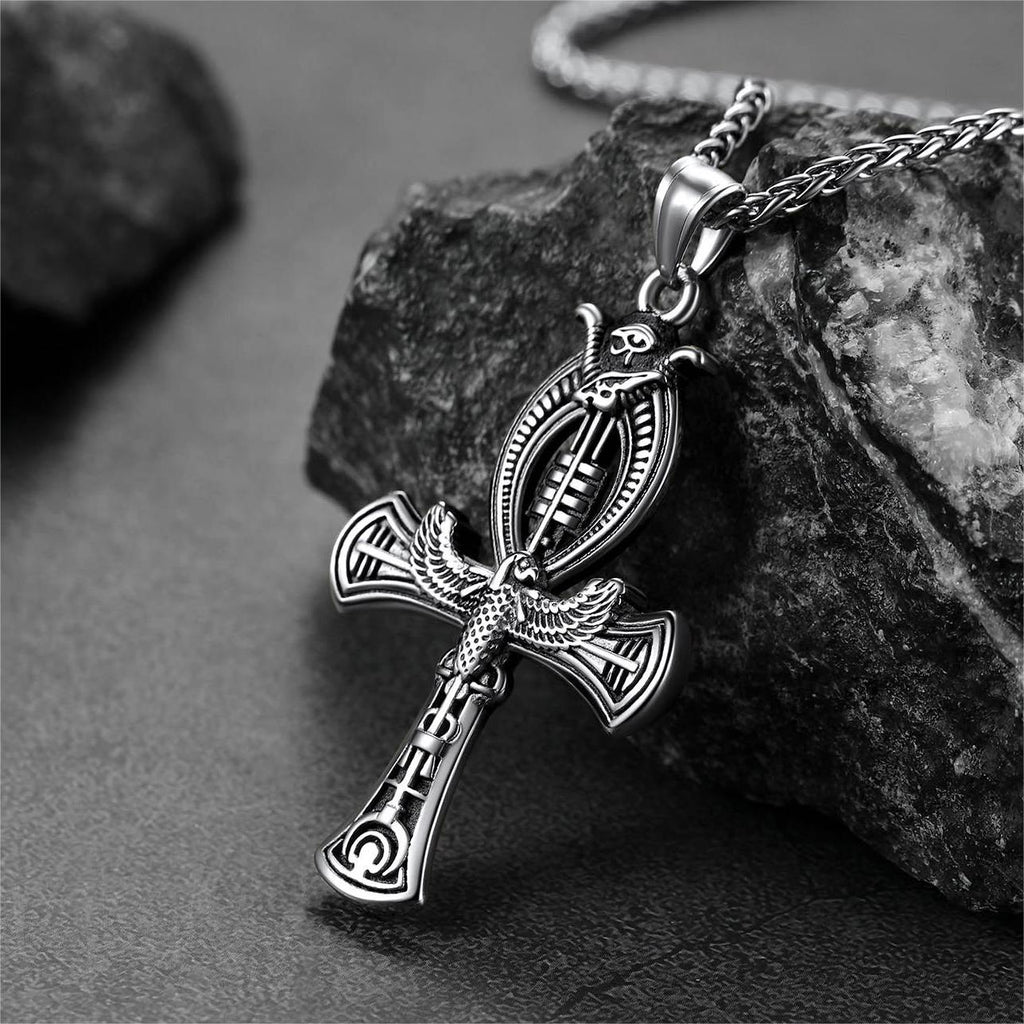 Flash Egyptian Ankh Cross Necklace With Eagle for