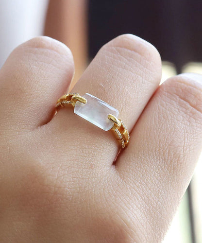 Modern Cyan 18k Gold Chalcedony Rings