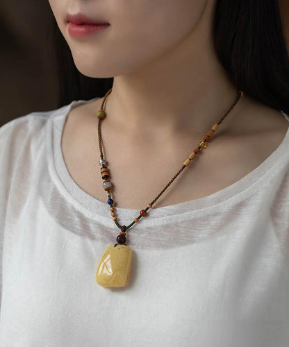 Handmade Brown Hand Woven Beading Pendant Necklace
